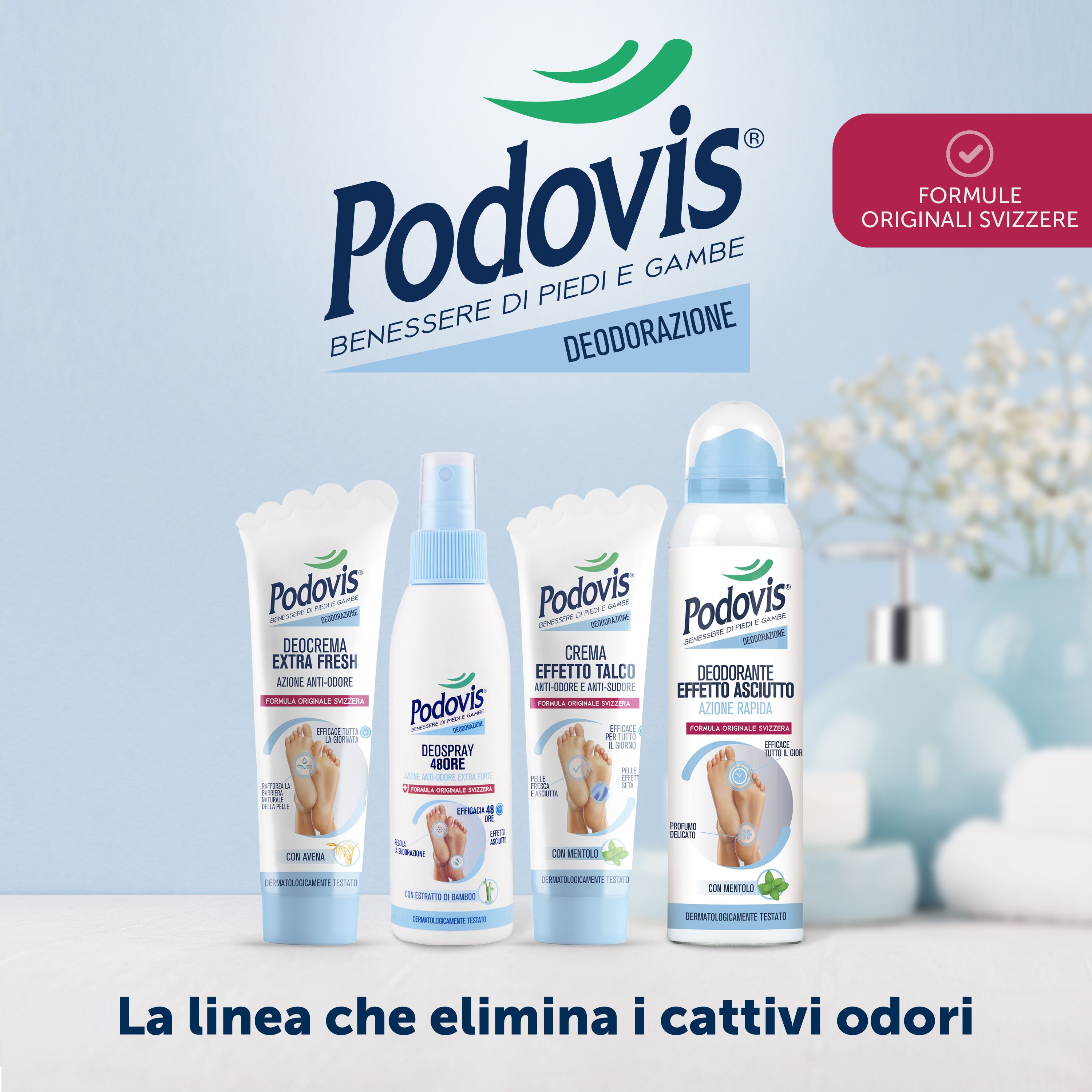 Podovis Deodorante Effetto Asciutto - Deodorante Piedi Spray 150 ml