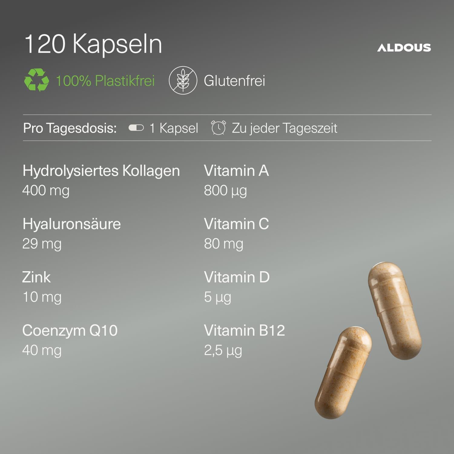 Aldous Capsule di Collagene + Acido Ialuronico + Coenzima Q10