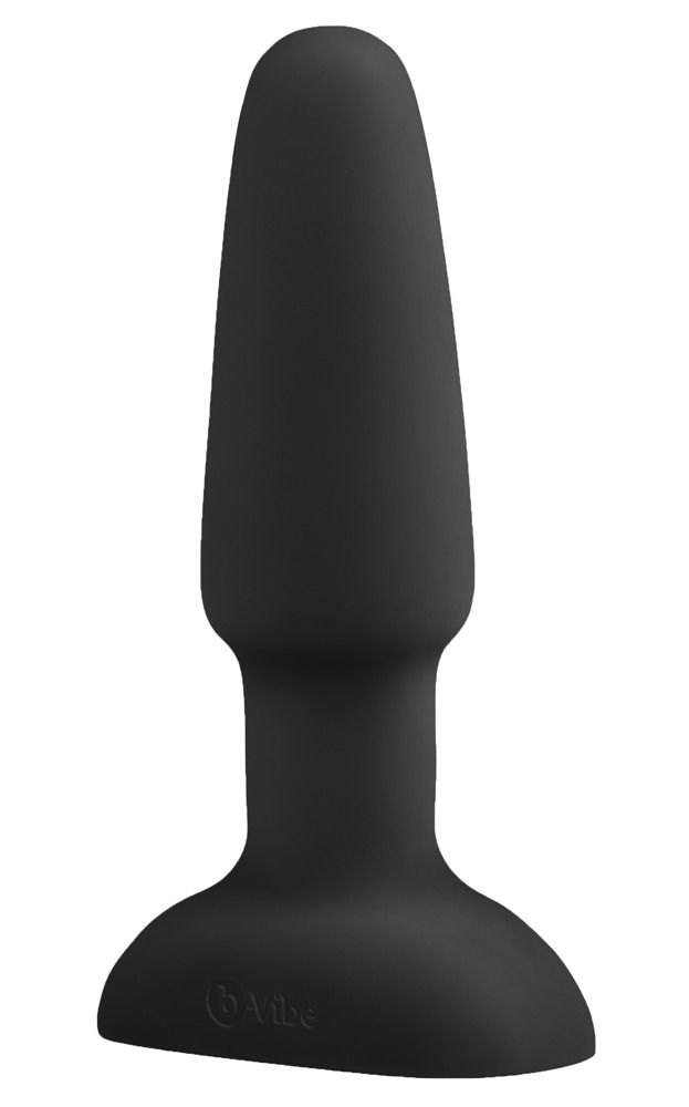 Vibratore anale nero con stelo scanalato e telecomando.
