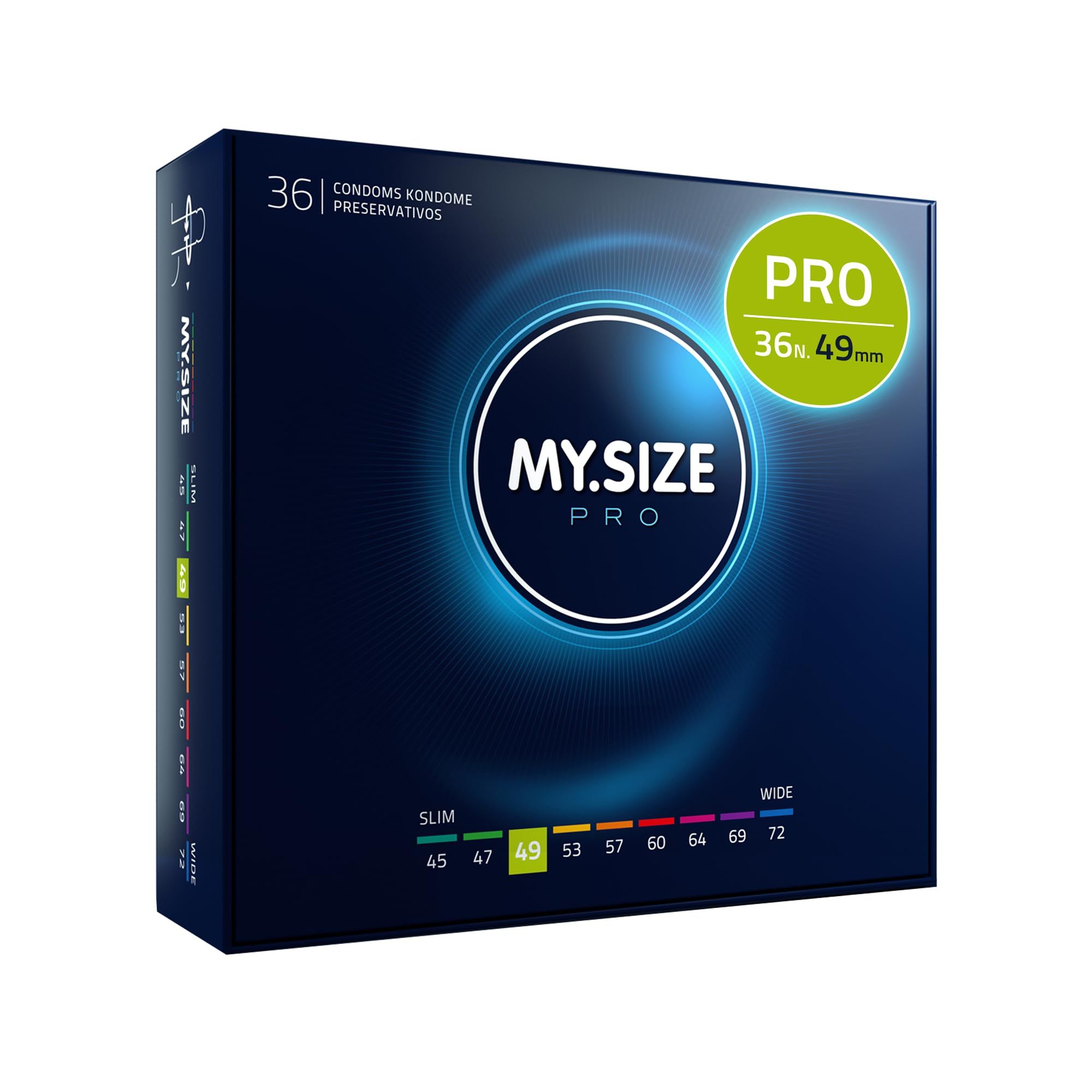 Confezione di preservativi My.Size PRO, 36 pezzi, misura 49mm.