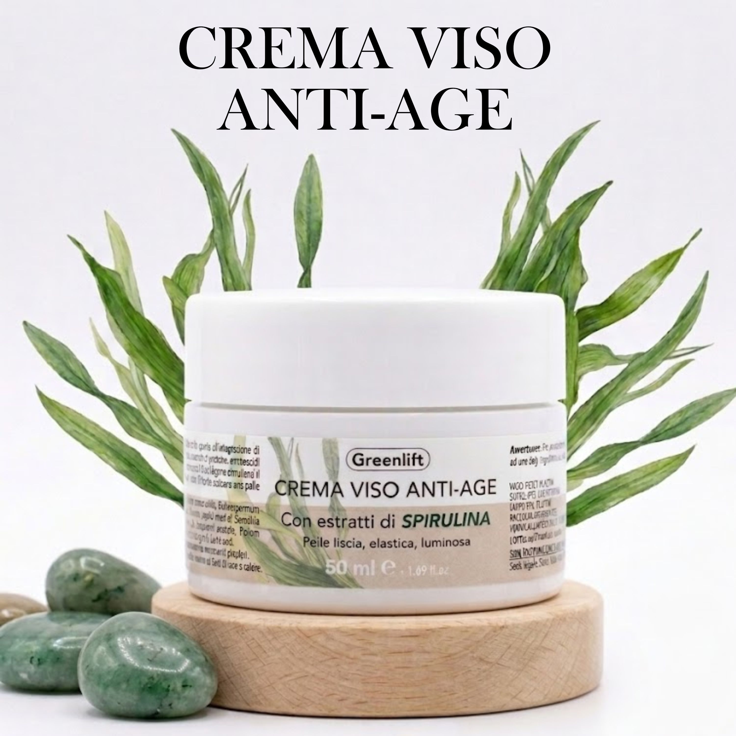 ALOHALABS Greenlift Crema Viso Anti-Age con Estratti di Spirulina – Trattamento Idratante e Nutrient