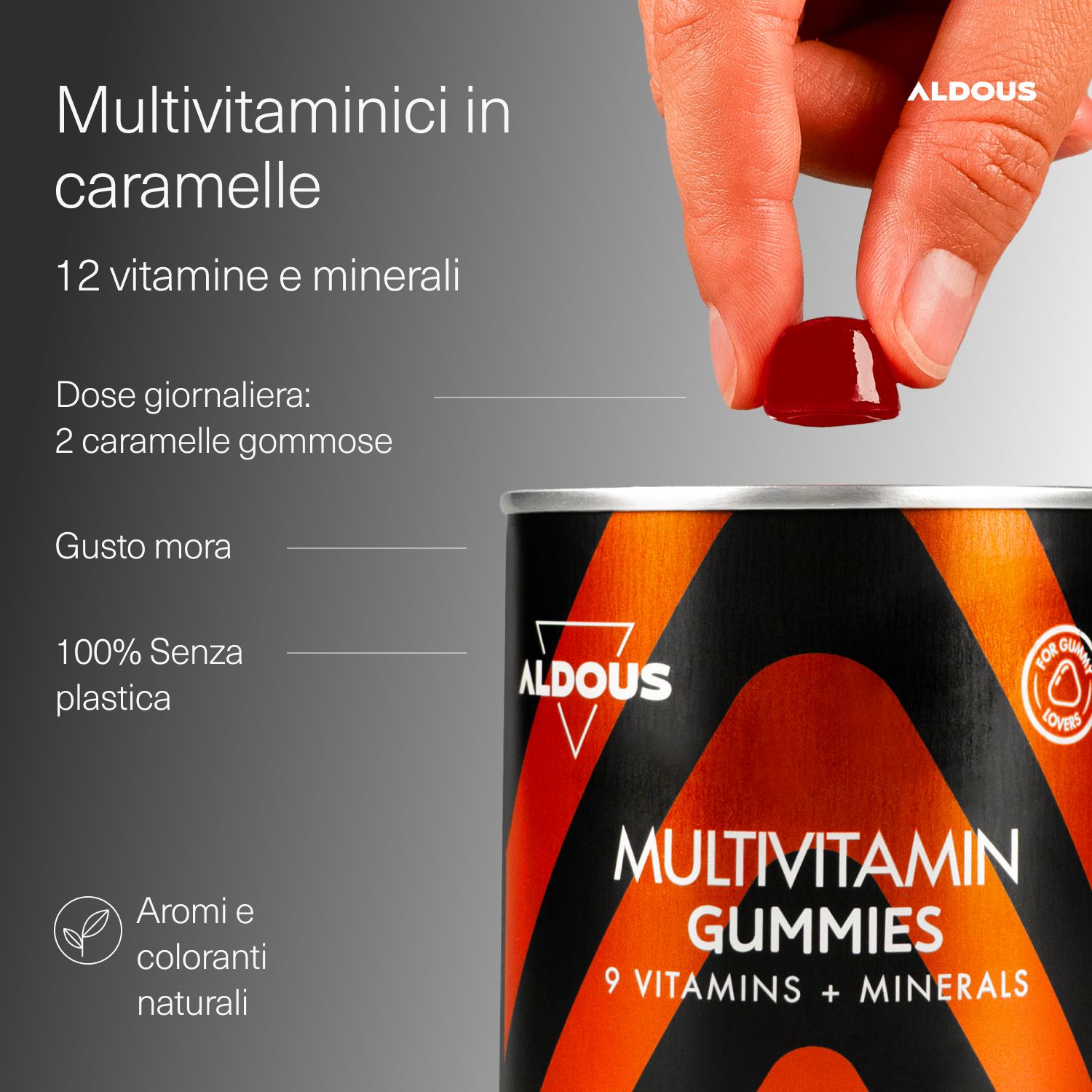 Aldous - Multivitaminico per Bambini Gummies - Energie, Difese Immunitarie