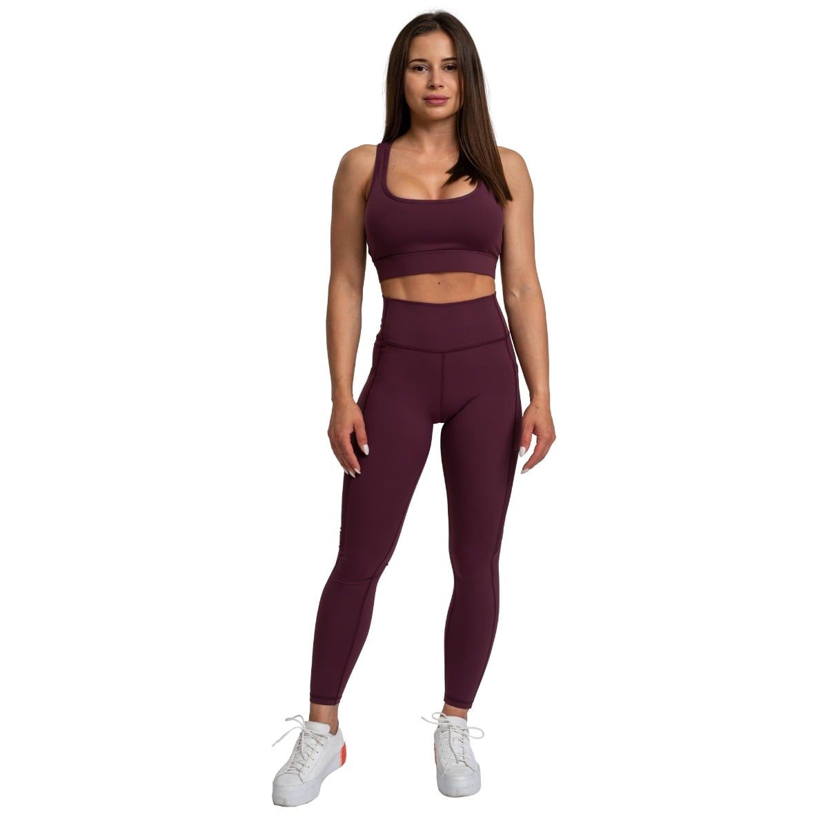GymBeam Leggings donna Mesh Panel con tasche modello Eggplant