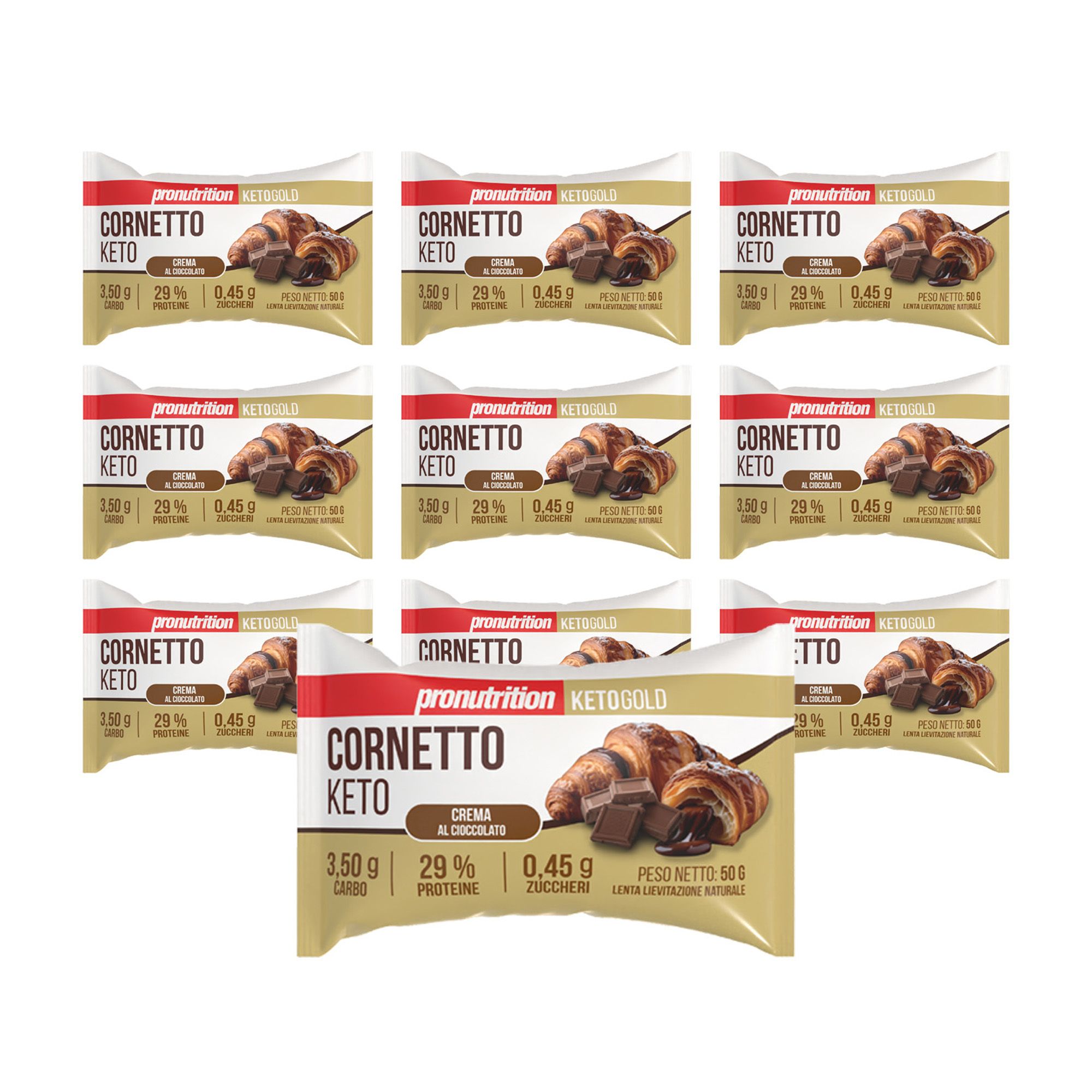 Pronutrition Cornetto Keto - 10x50g - Crema cioccolato - Senza zuccheri aggiunti