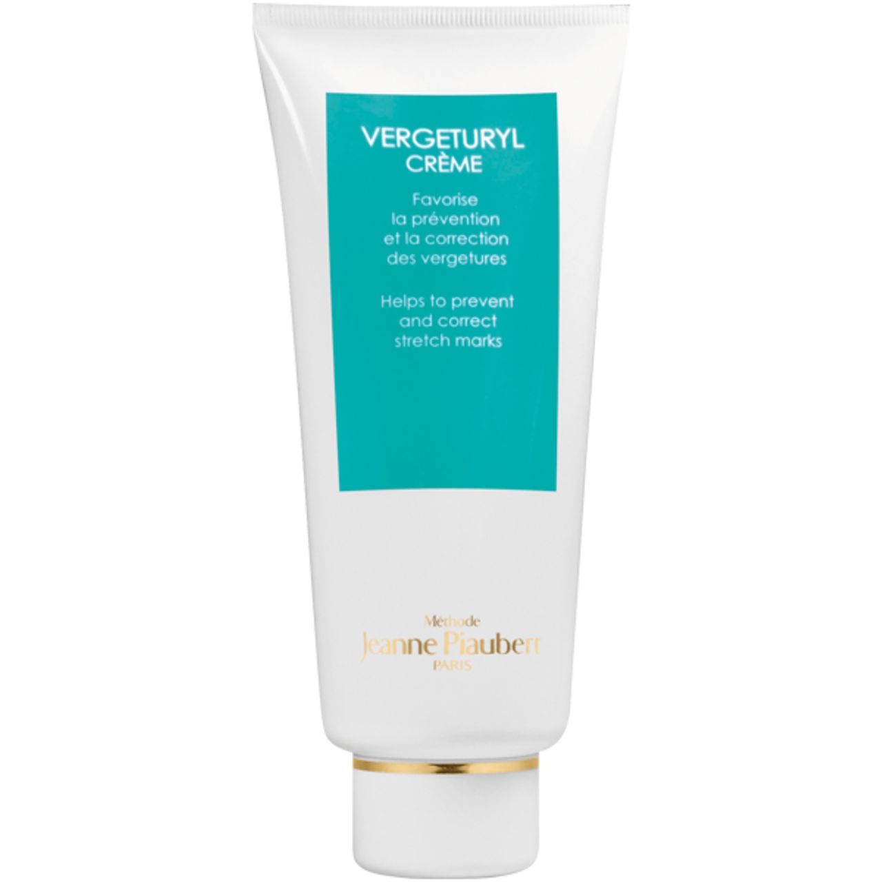 Tubo di crema Jeanne Piaubert Vergeturyl, bianco con campo turchese.