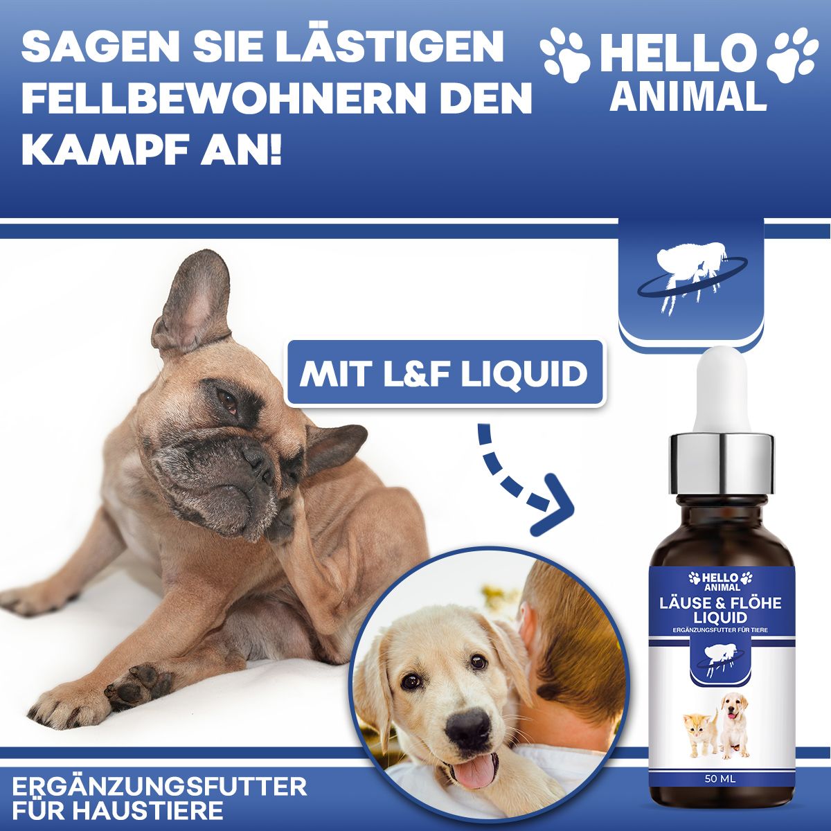Hello Animal® Liquido antipidocchi e antipulci per animali