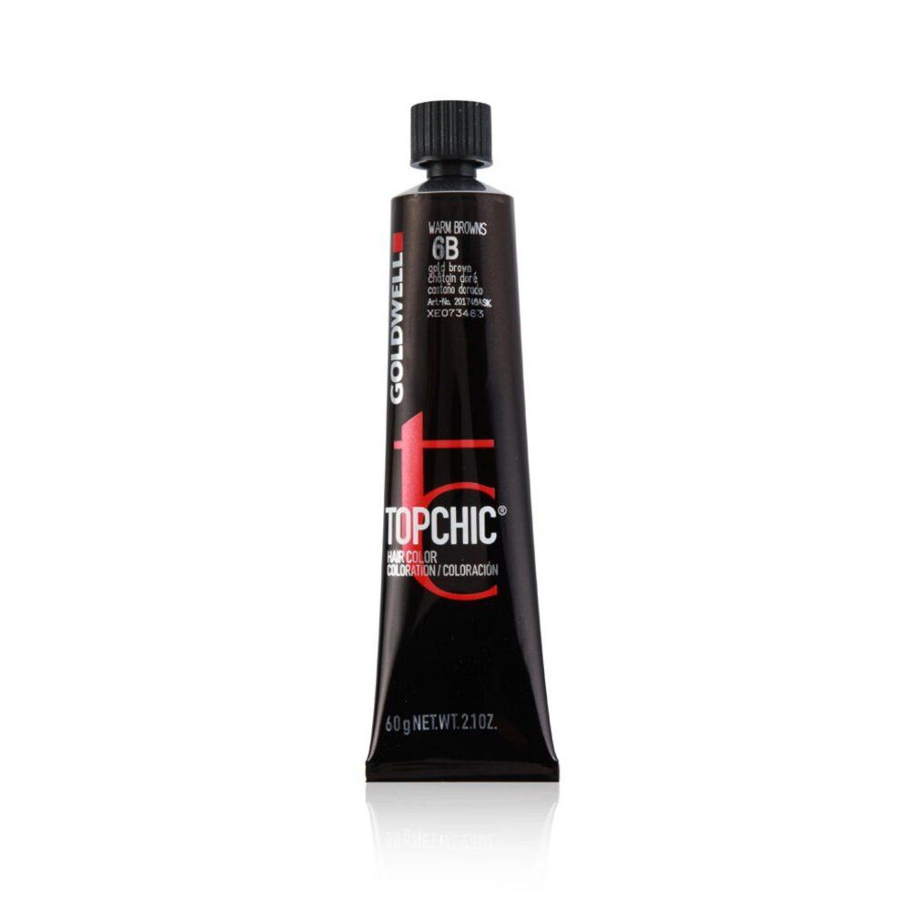 Colorazione per capelli Goldwell Topchic 6B goldbraun. Tubo nero con informazioni, 60g.