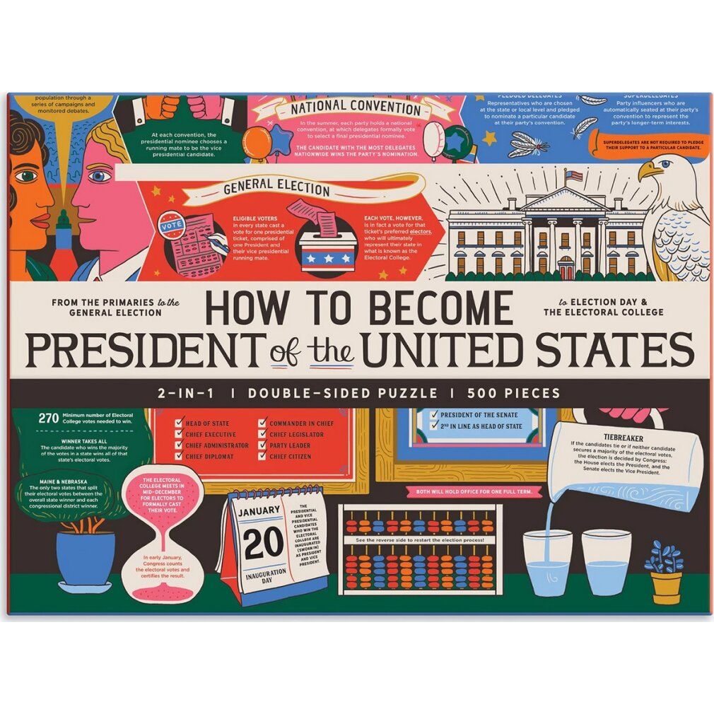 galison Puzzle reversibile Come diventare presidente degli Stati Uniti 500 pezzi