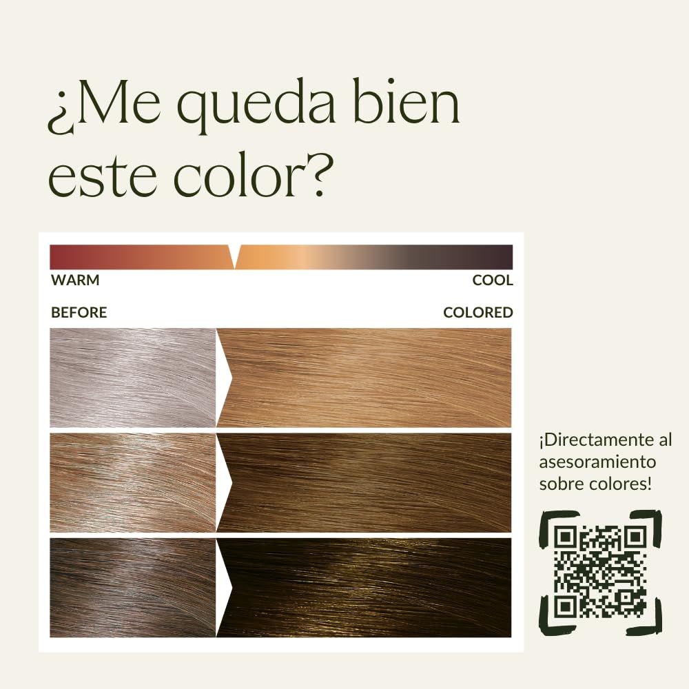 Confronto colore capelli. Esempi prima-dopo. Codice QR per consulenza colore.