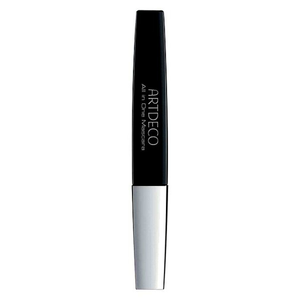 Tubo di mascara nero con tappo argentato. Scritta: ARTDECO All in One Mascara.