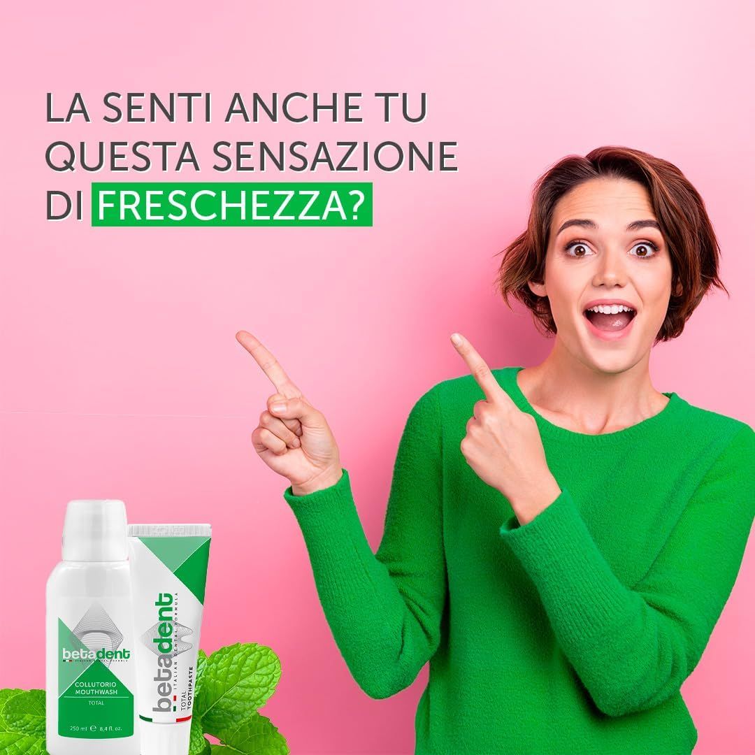 BETADENT - Dentifricio Total - Anti Placca Tartaro Carie Gengive infiammate - Menta naturale