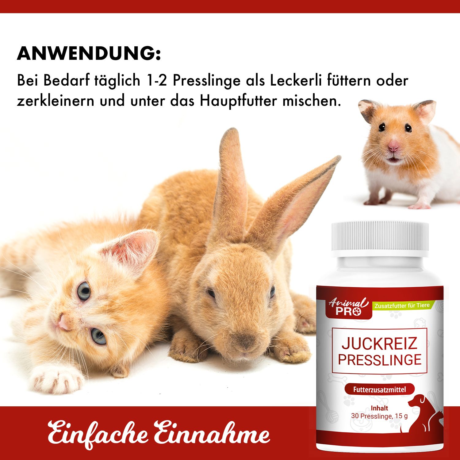 Flacone JCKRZ PRESSLINGE accanto a un gatto. "Ingredienti di alta qualità".