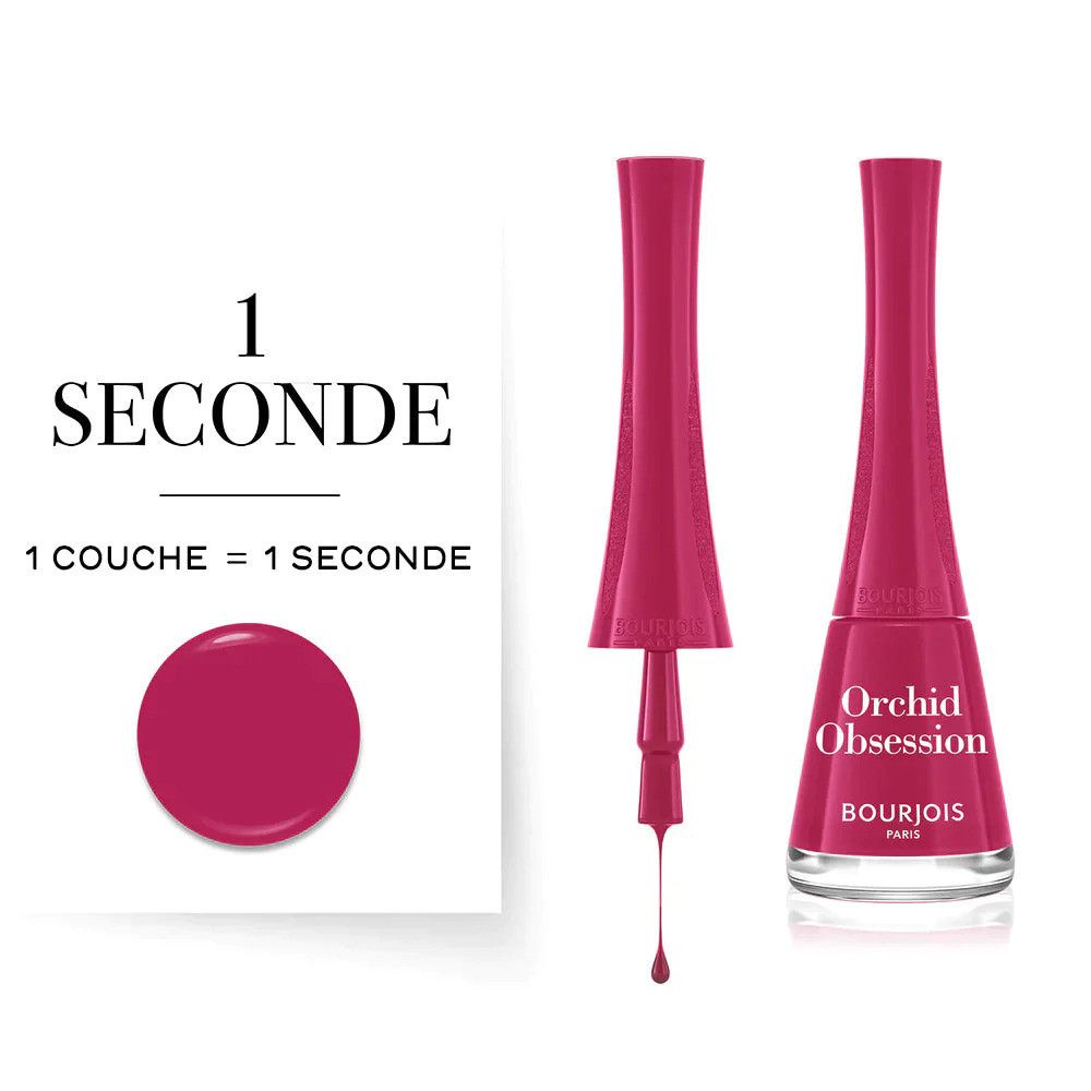 Smalti Bourjois 1 Secondo, colore 51 Orchid Obsession. Flacone e pennello.