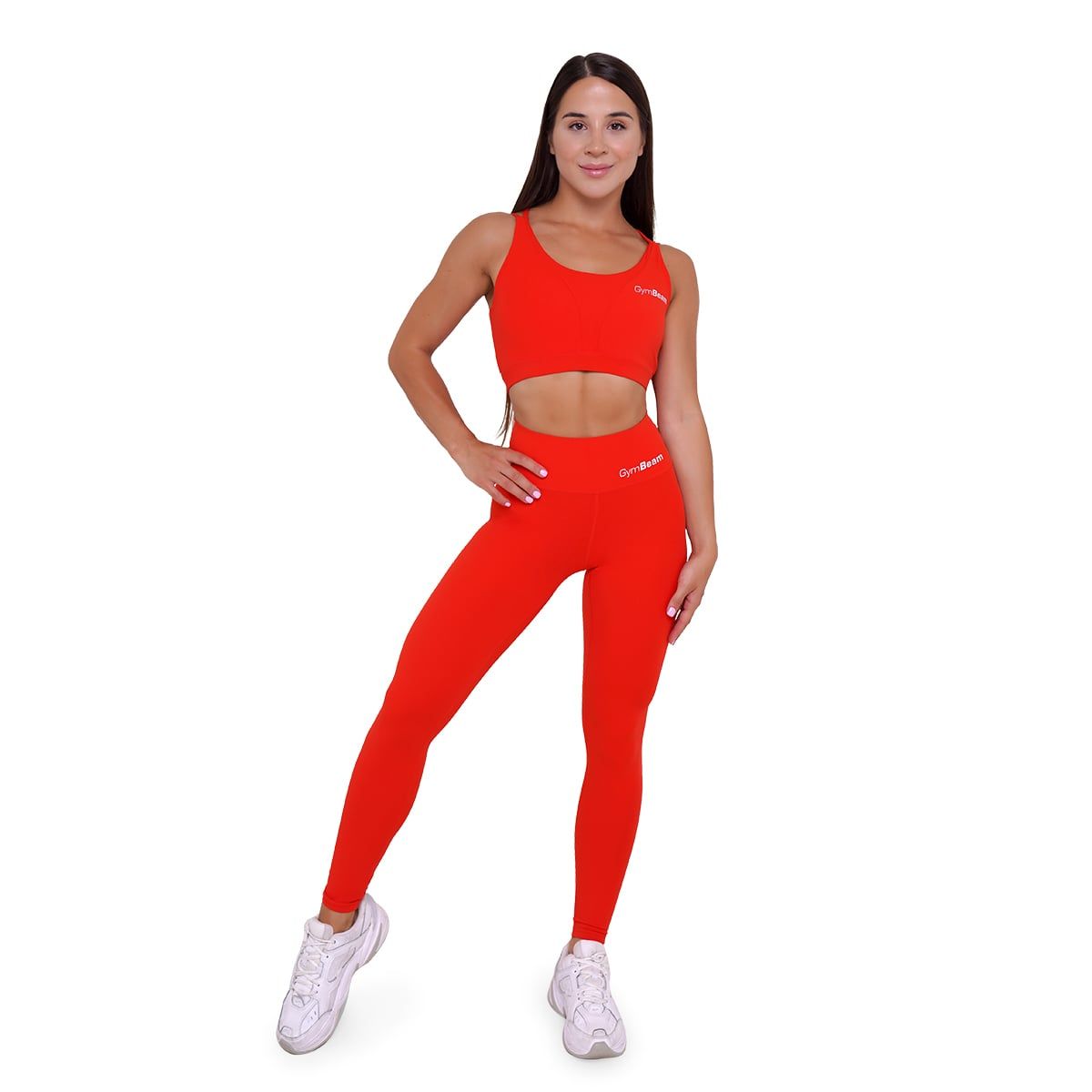 GymBeam Leggings donna BEAT Tangerine a vita alta senza tasche