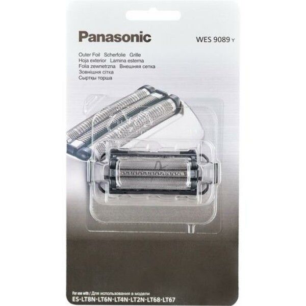Confezione di testina di ricambio per rasoio. Marchio Panasonic. Confezione trasparente con prodotto.