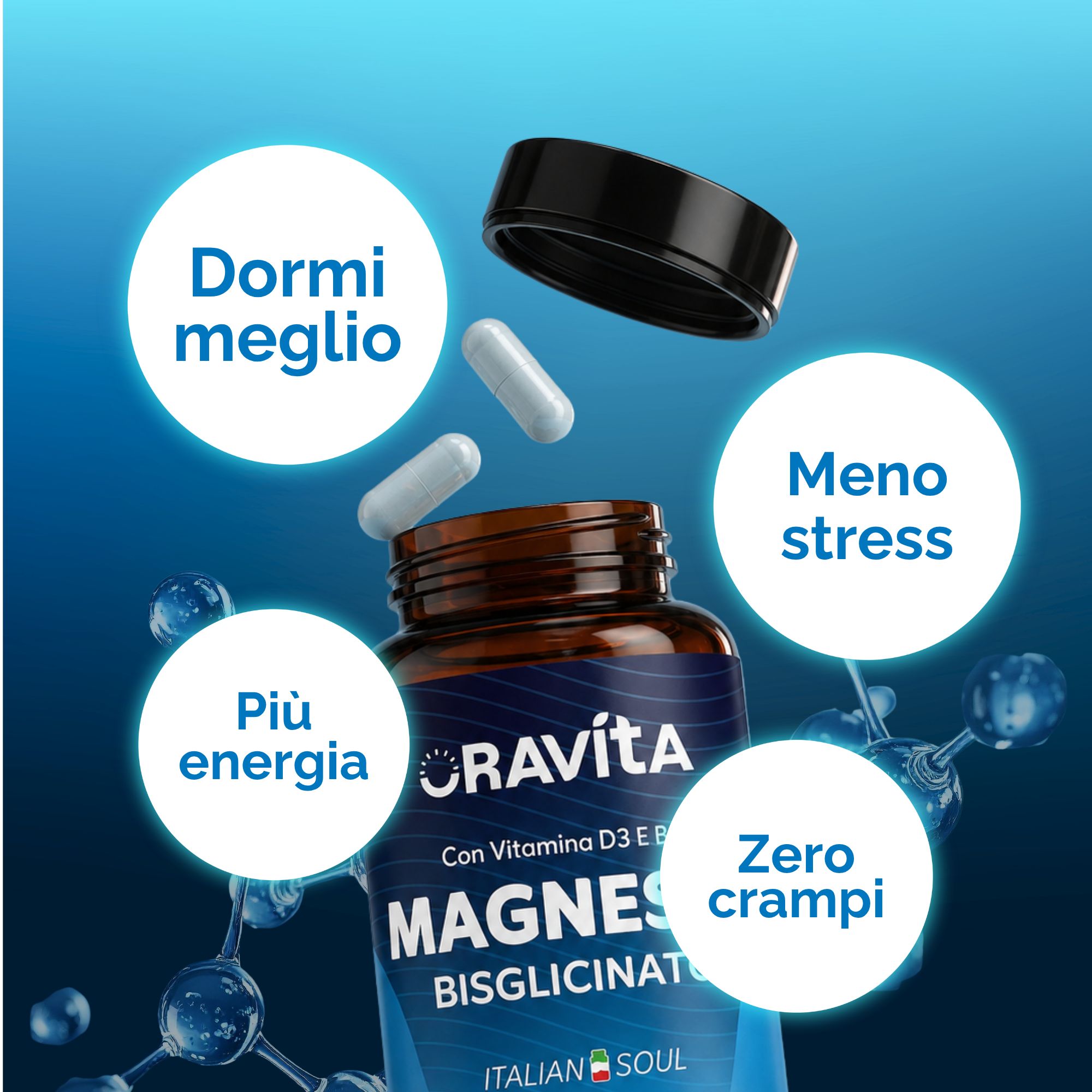 Oravita Magnesio Bisglicinato 450mg + Vitamina D3 B6
