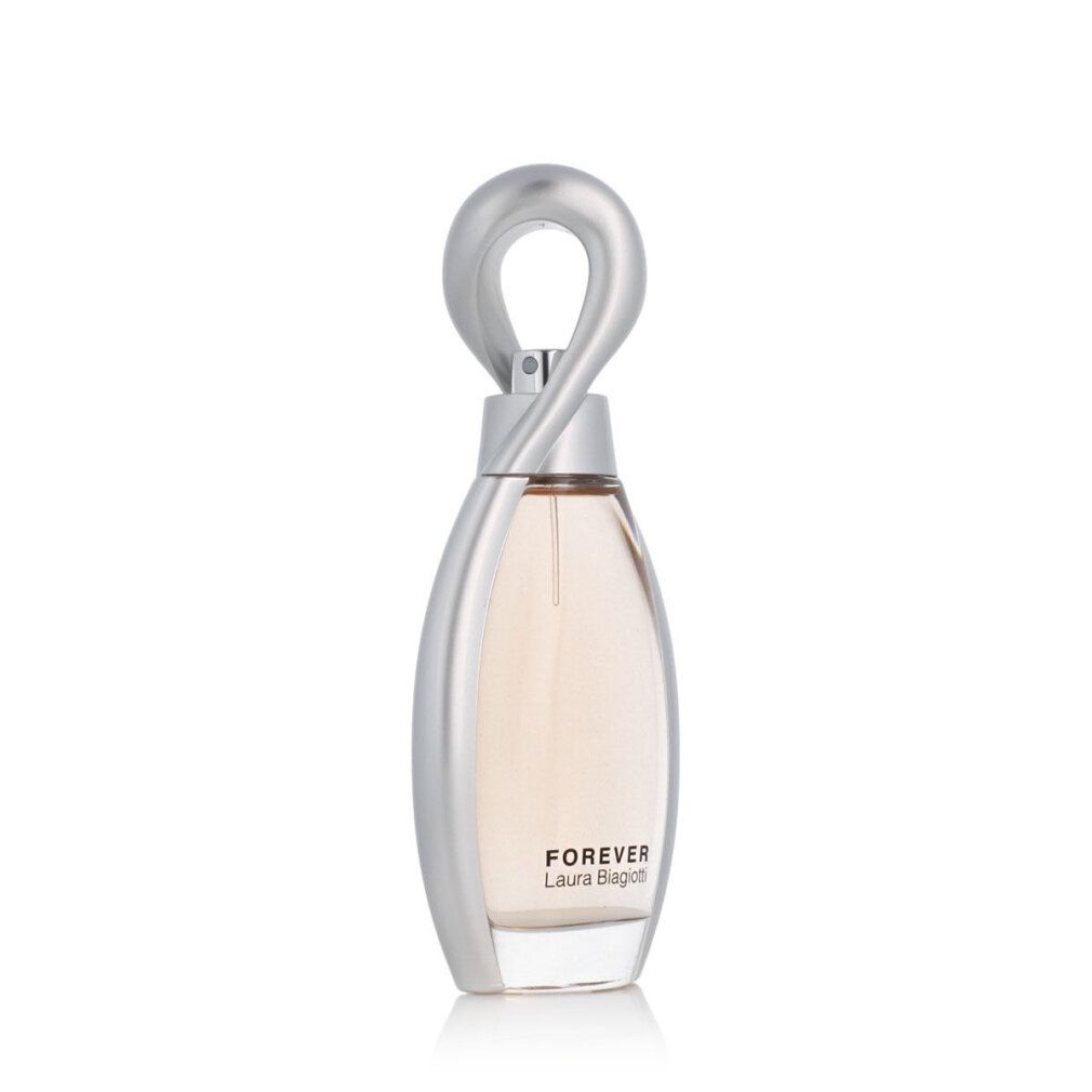Flacone di profumo con chiusura argentata. Nome del prodotto: Forever.