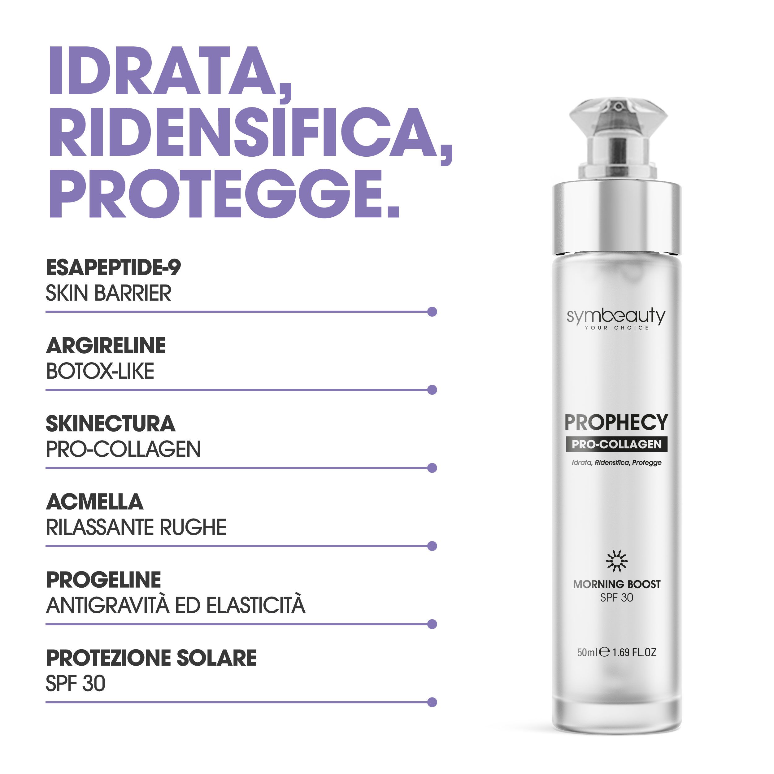 SYMBEAUTY®  Prophecy crema giorno SPF 30 Pro-Collagen con Peptidi Biomimetici