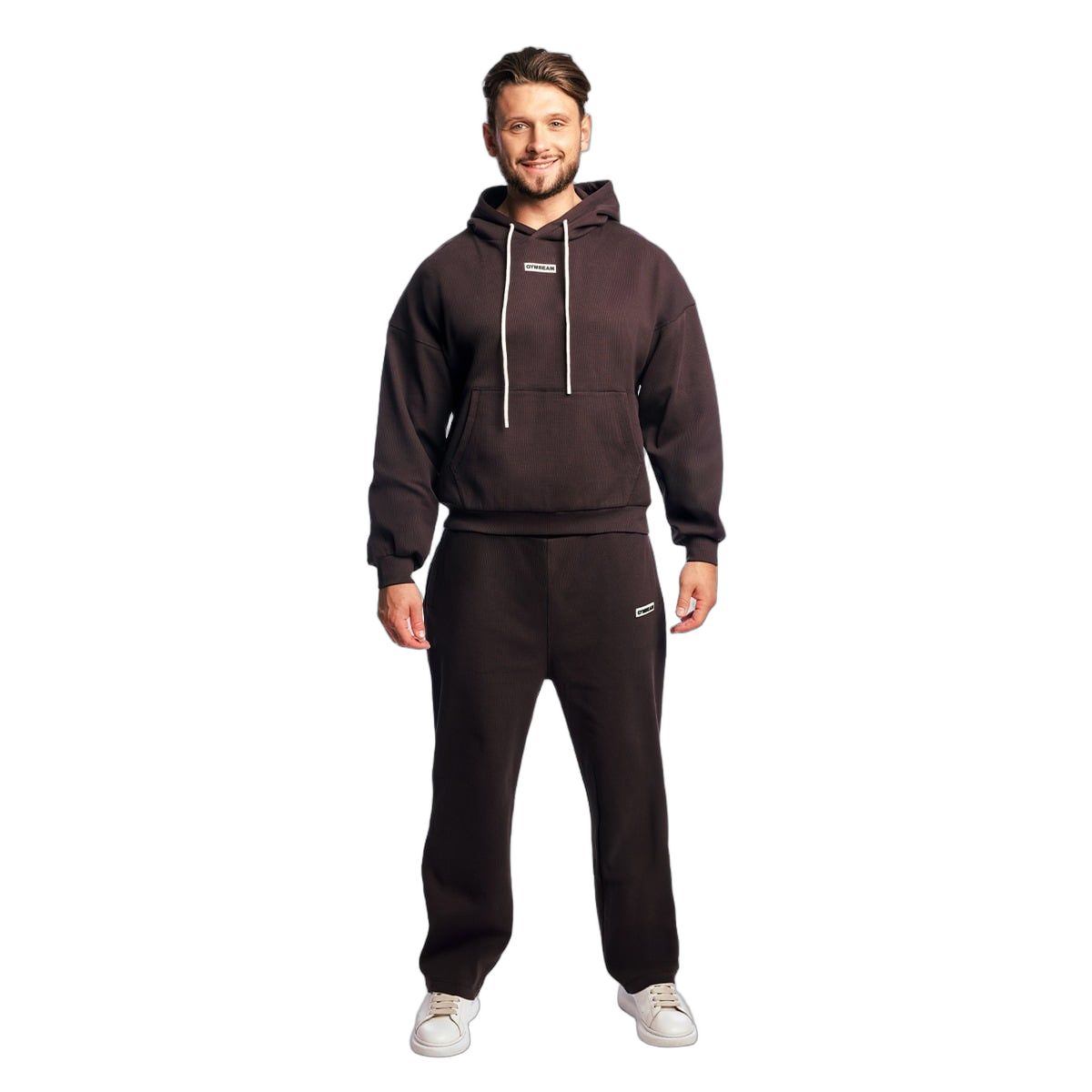 GymBeam Joggers uomo oversize a gamba larga con coulisse Aura Tee Brown