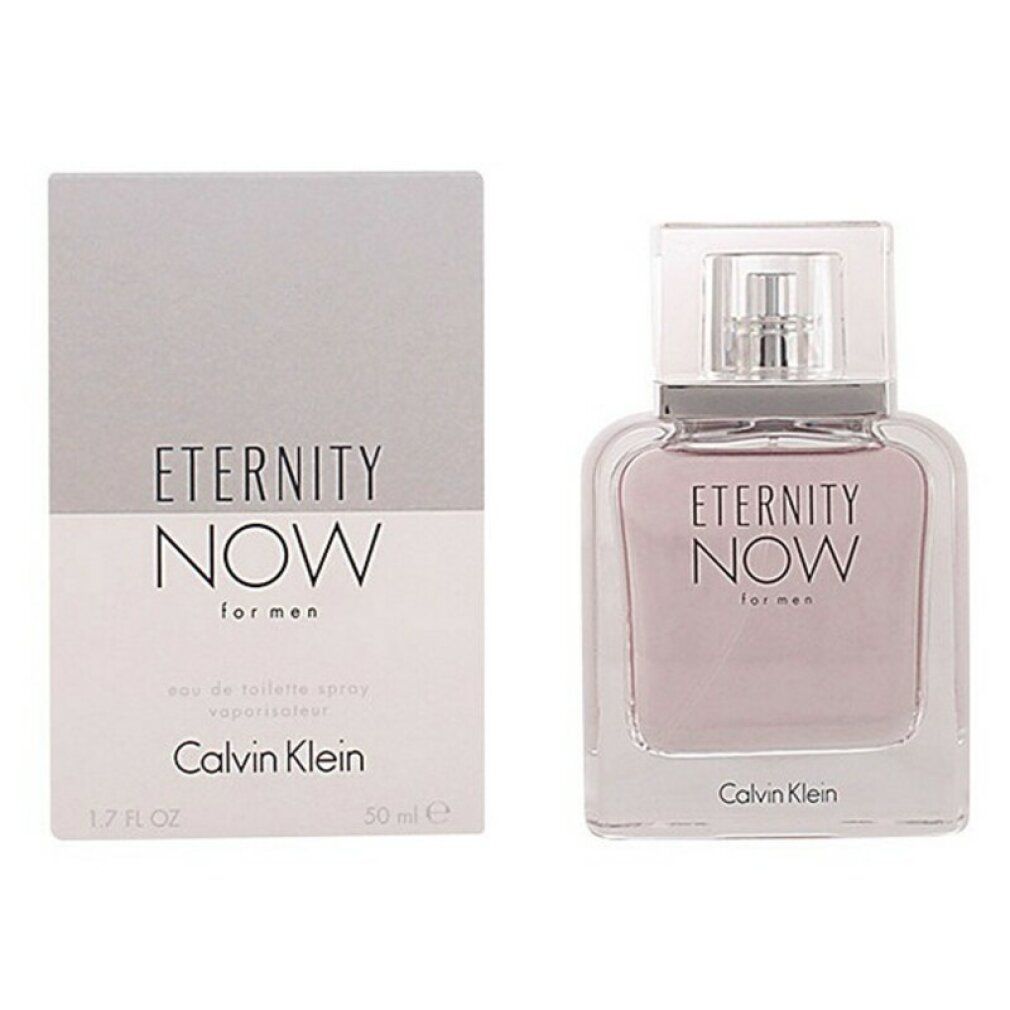 Flacone e confezione di Calvin Klein Eternity Now for Men. Scritta: Eternity Now for men, Calvin Klein, 50 ml.