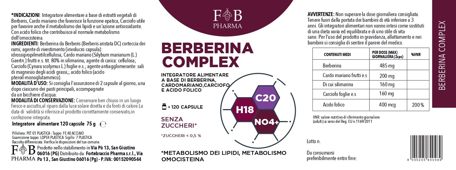 FB PHARMA - Berberina + Cardo Mariano +  Carciofo + Acido folico