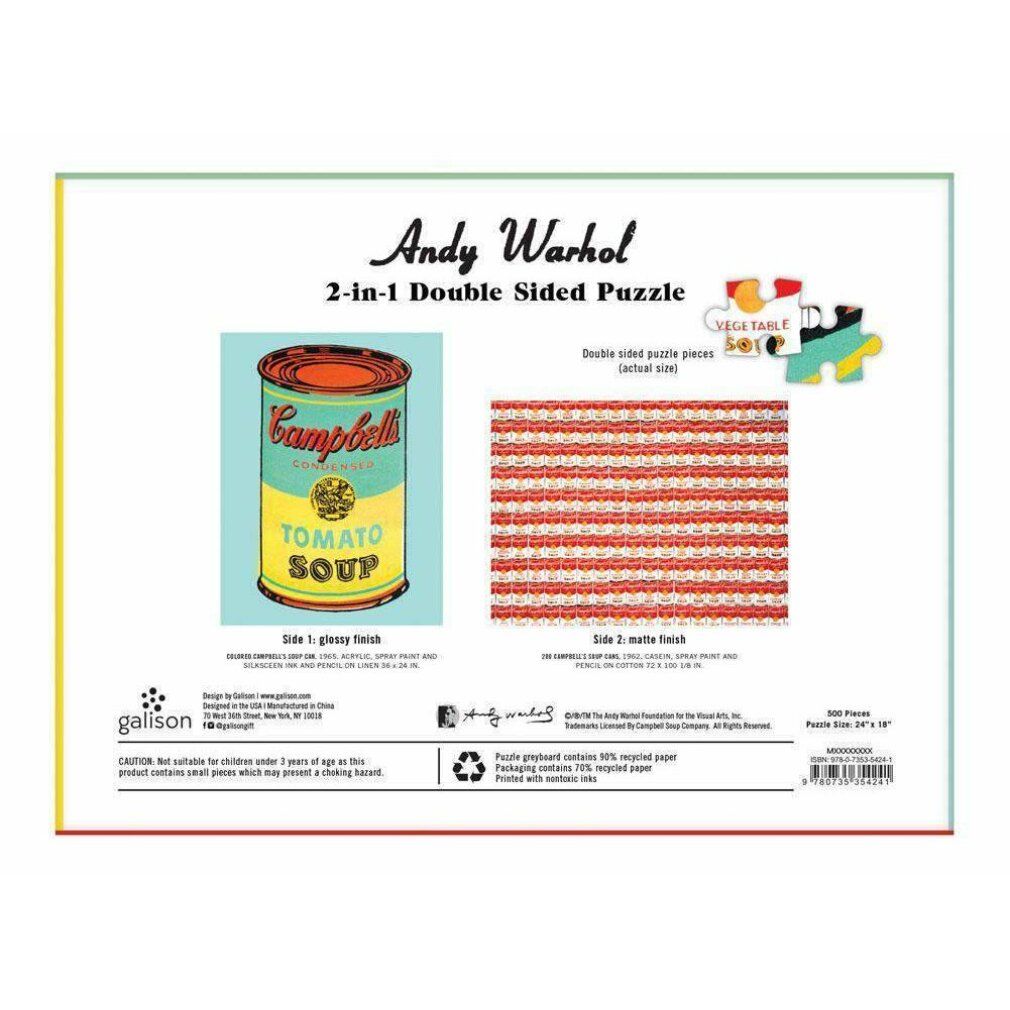 galison Puzzle bifacciale Andy Warhol Campbell's Soup Cans 500 pezzi