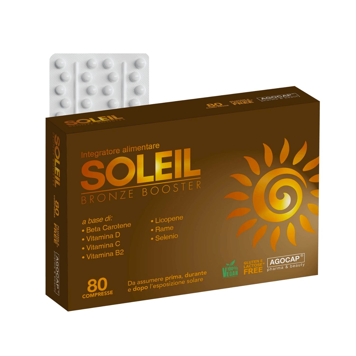 agocap - Soleil Integratore con Betacarotene e Licopene per un'abbronzatura intensa e duratura