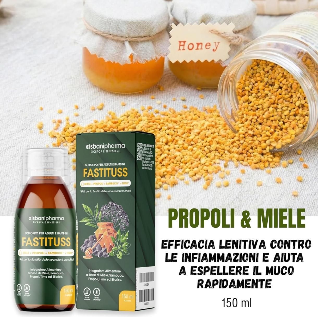 Cisbani Pharma Fastituss - Sciroppo per tosse secca, grassa e mal di gola