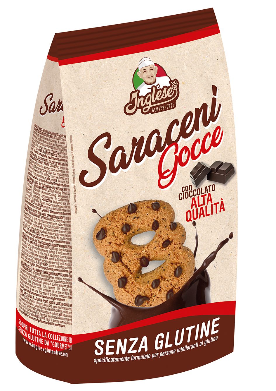 Biscotti senza glutine Saraceni con gocce di cioccolato - Inglese