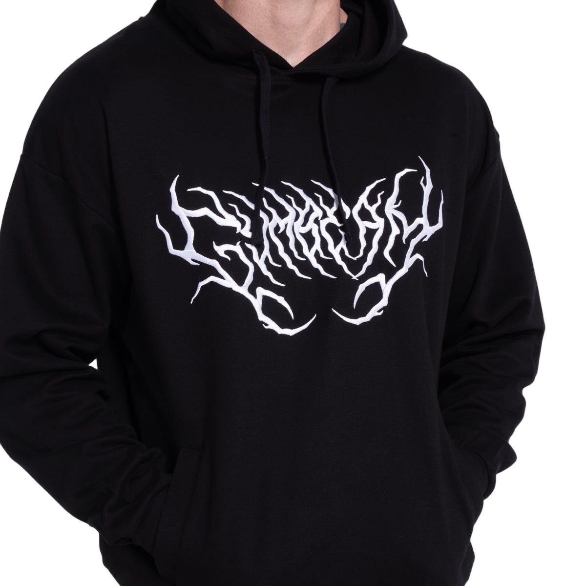 GymBeam Felpa uomo oversize Thorn nera con cappuccio e tasche