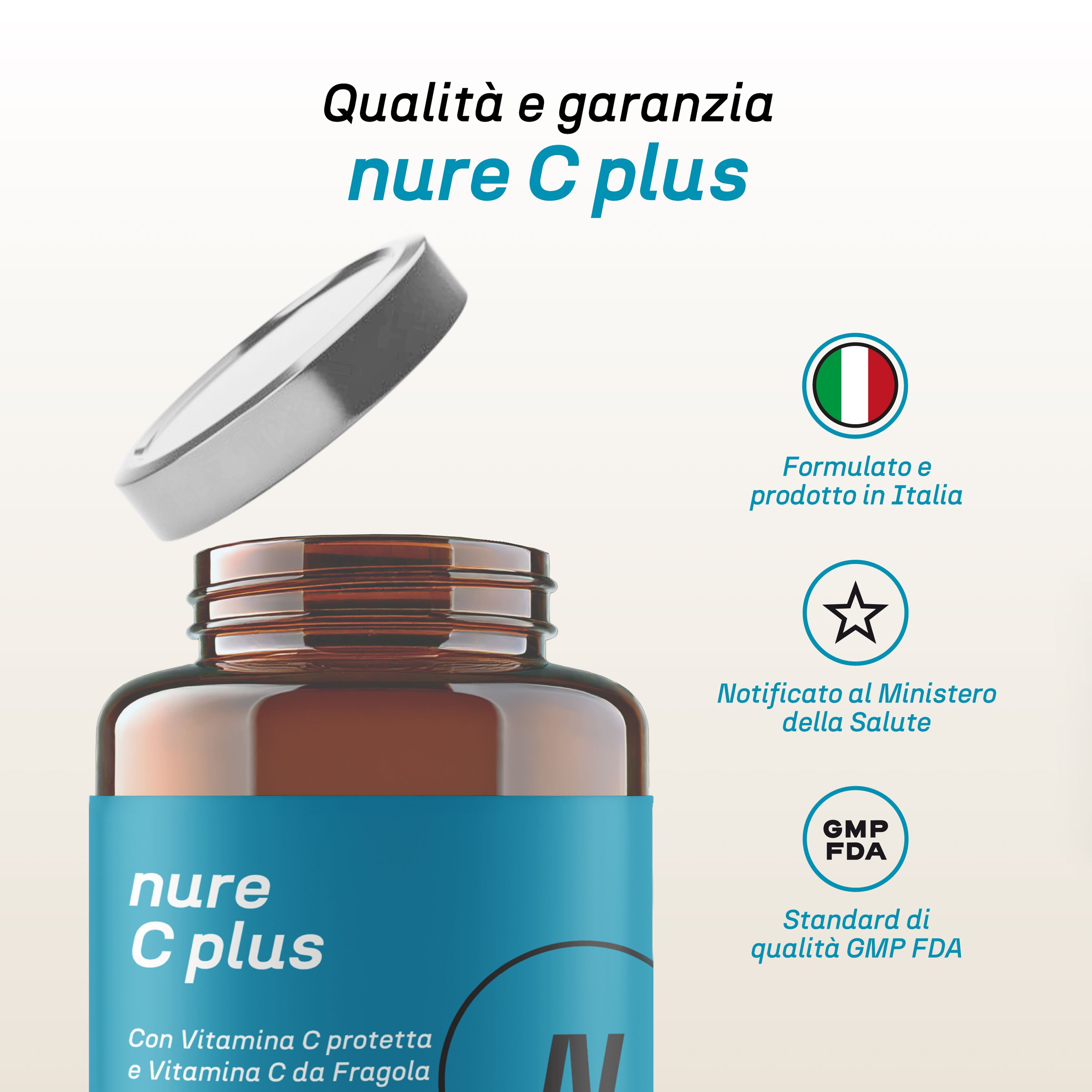 NURE C Plus 60 cps 600 mg | Integratore vitamina c protetta, integratore difese immunitarie