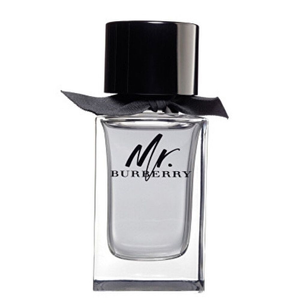 Flacone con logo "Mr. BURBERRY", tappo nero e fiocco.