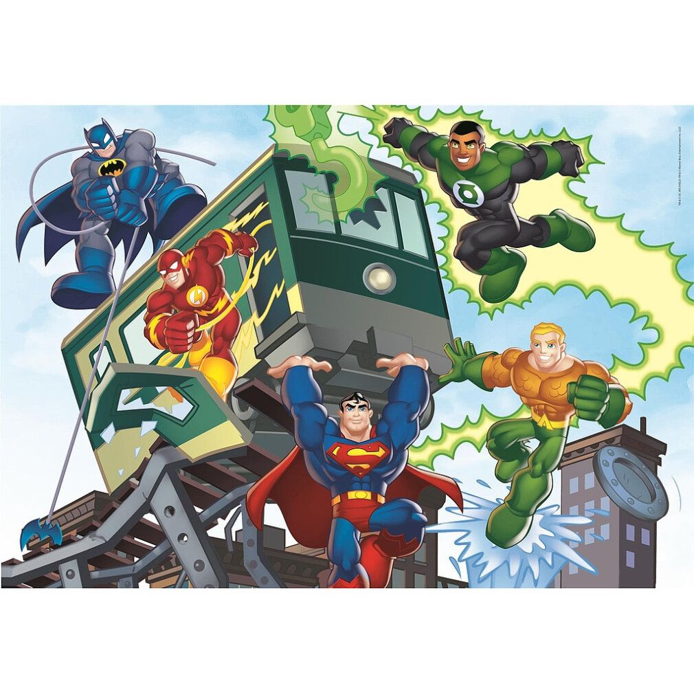 Puzzle DC Super Friends, 60 pezzi. Personaggi: Batman, Flash, Superman, Lanterna Verde, Aquaman. Senza confezione.