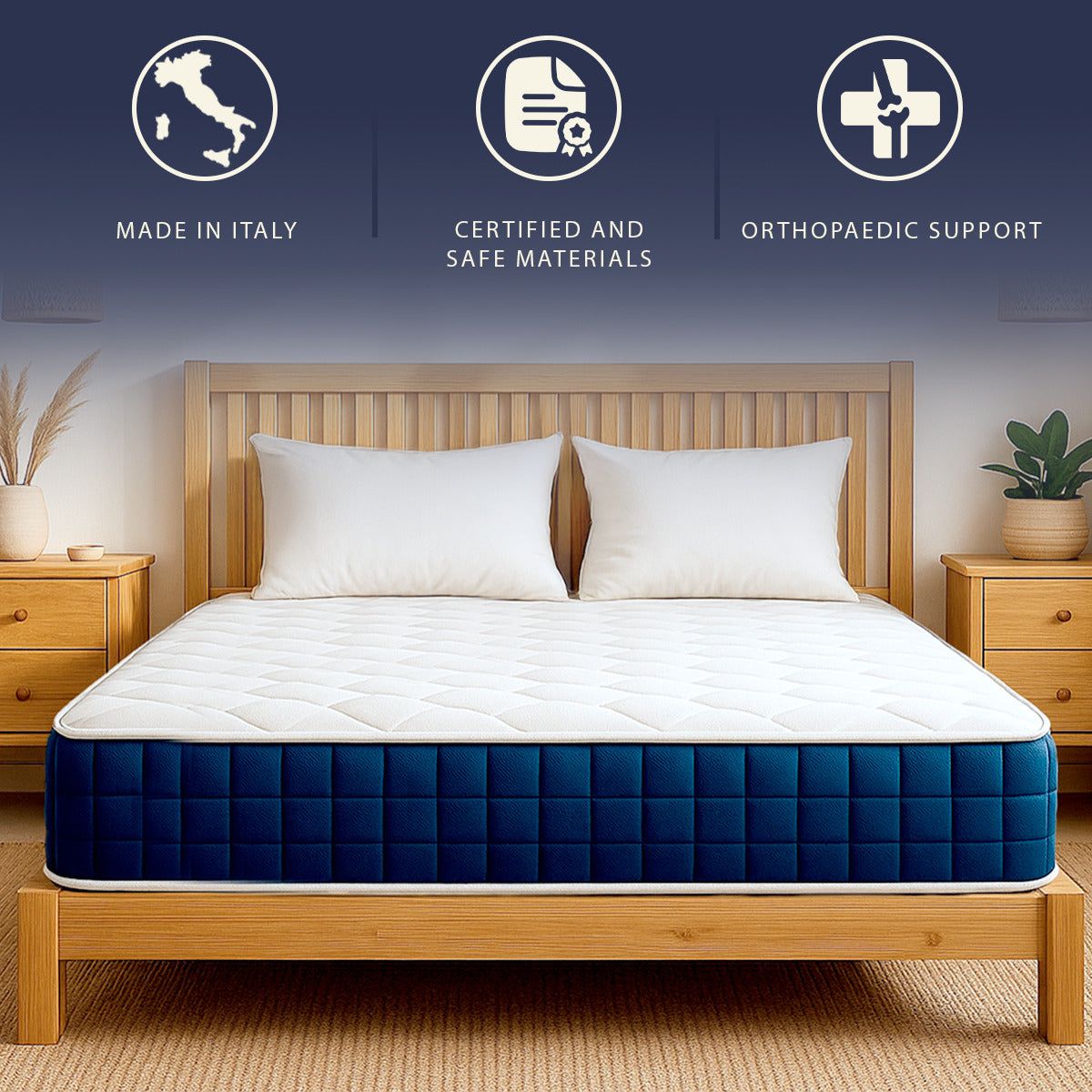 The White Stone Materasso 90x190 Alto 30cm con Molle e Memory Foam | Anallergico e traspirante