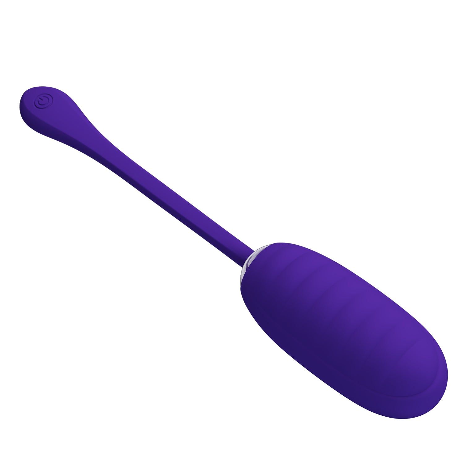 Vibratore viola con superficie scanalata e stelo. Il vibratore è leggermente inclinato.