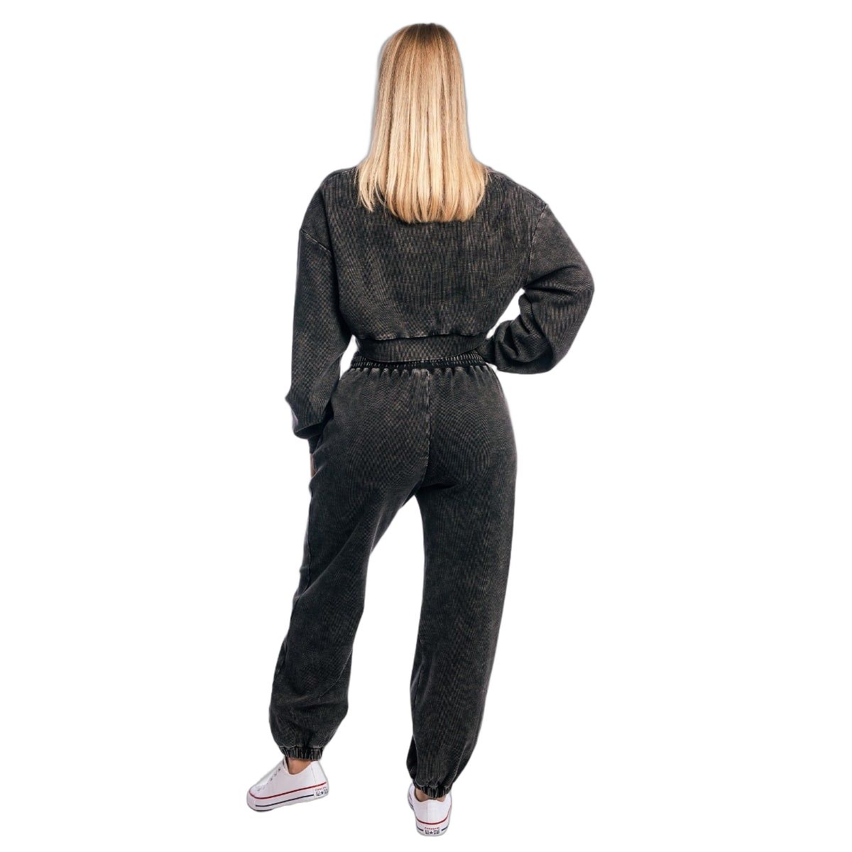 GymBeam Joggers donna Aura oversize a vita alta Washed Black