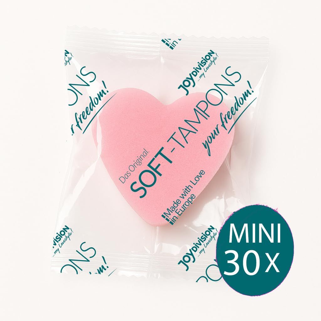 Tampone a cuore rosa "Mini" confezionato singolarmente con indicazione "30x".