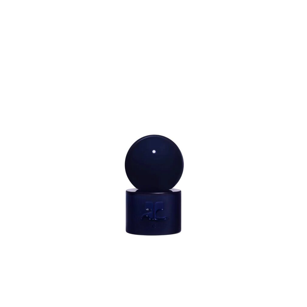 Sfera blu scuro su base cilindrica. Il logo CC è visibile sulla base.