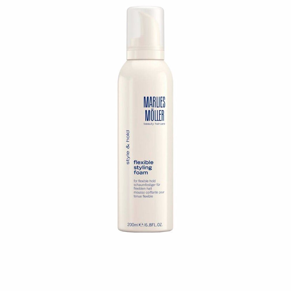 Flacone di schiuma stilizzante bianca con logo e testo blu. Nome prodotto: Flexible Styling Foam. Volume: 200ml.