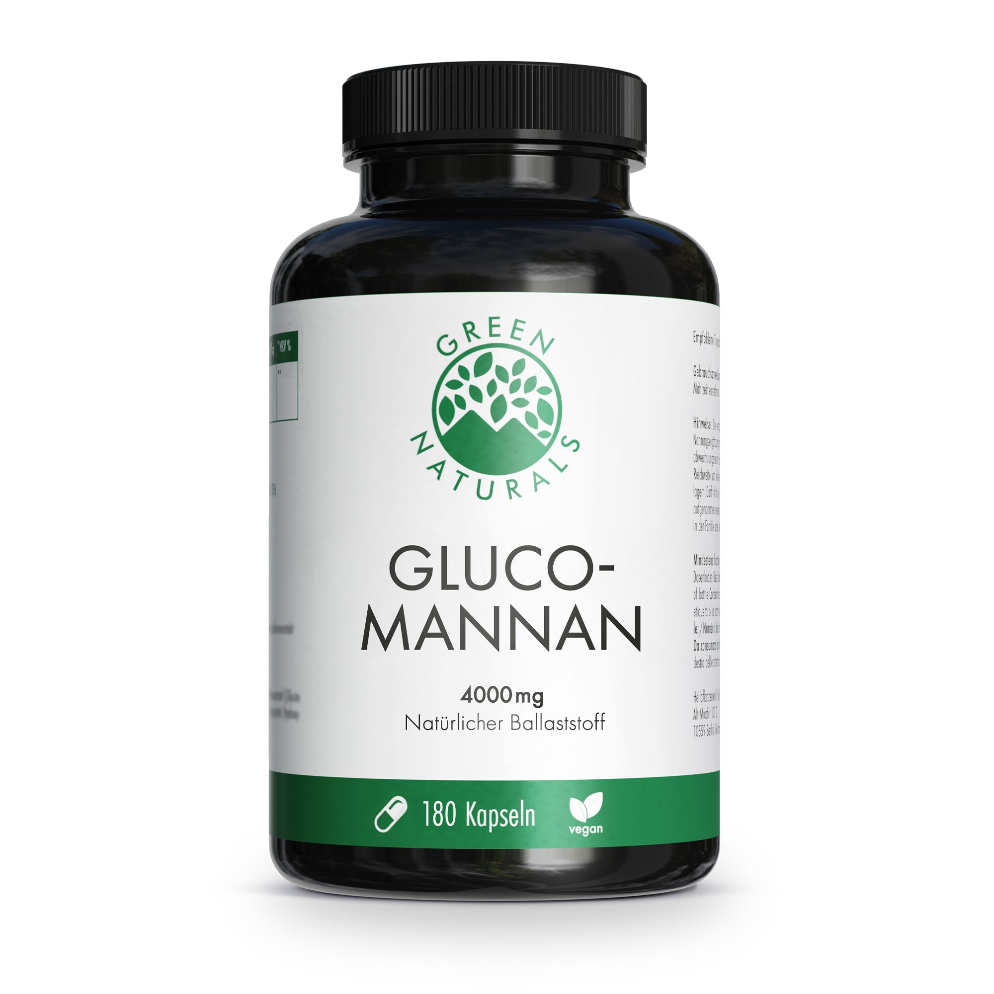 GREEN NATURALS® Glucomannano 4g ad alta concentrazione vegano