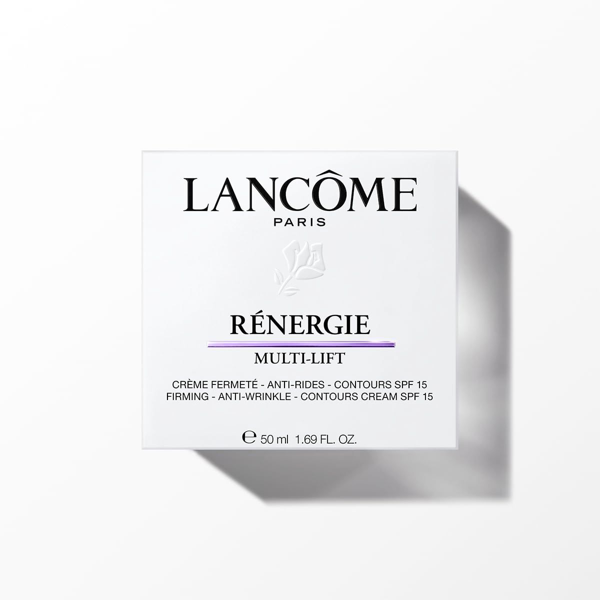 Confezione bianca con scritta: LANCOME PARIS RÉNERGIE MULTI-LIFT. Contiene 50 ml di crema.