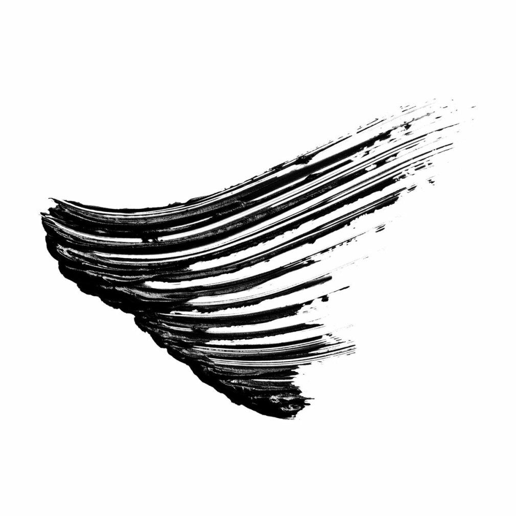 Tratto di mascara nero su sfondo bianco.
