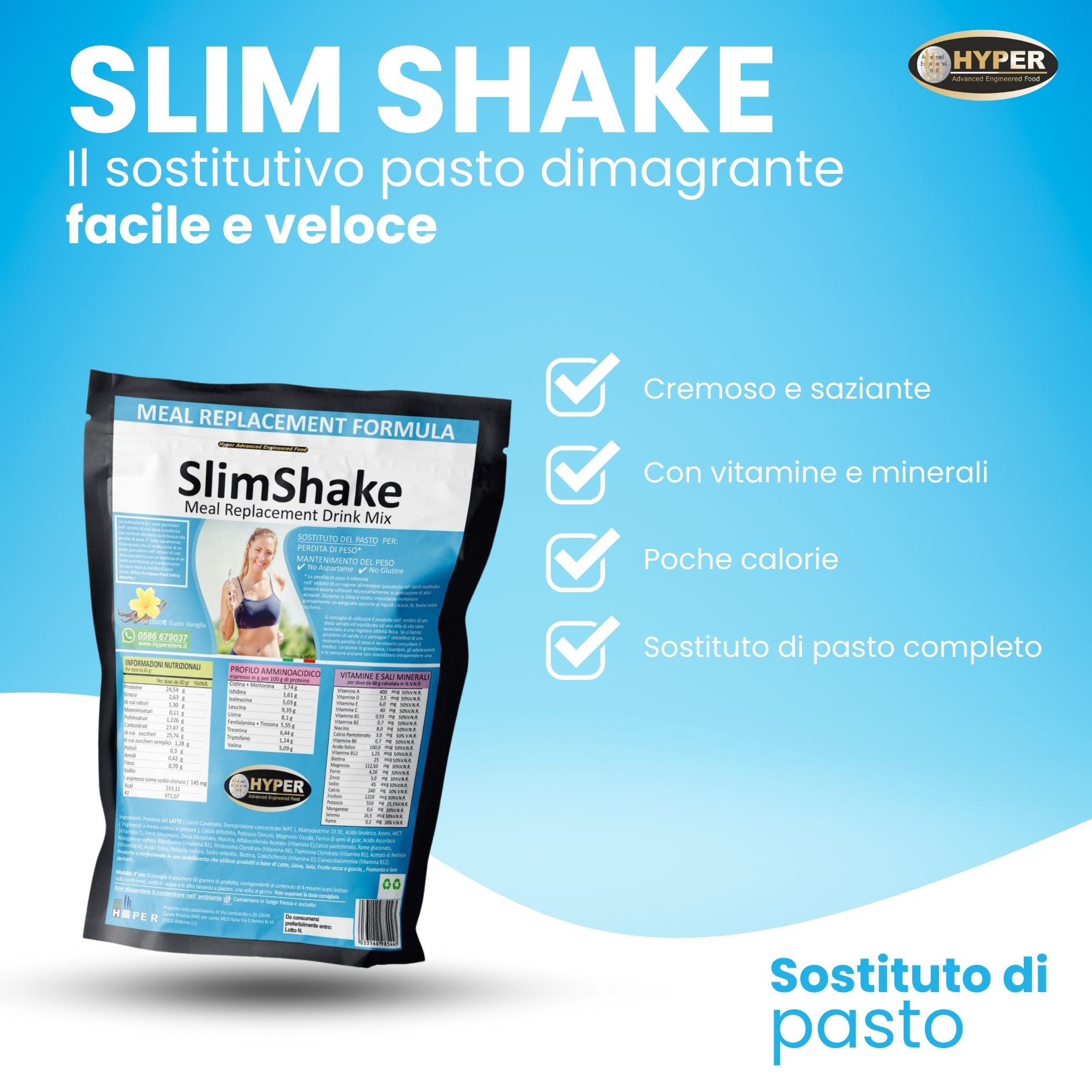HYPER sostituto di pasto Slim Shake Vaniglia
