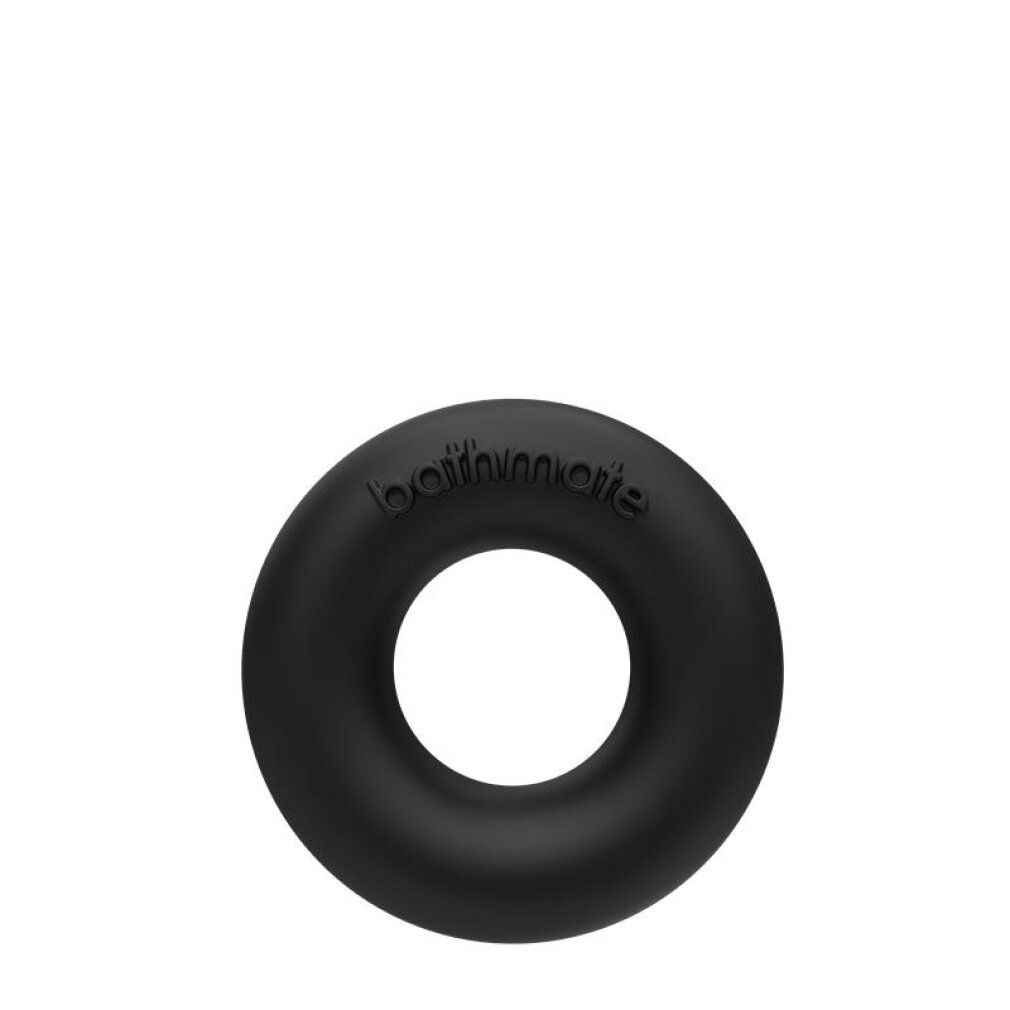 Anello penieno nero e flessibile con nome del marchio in rilievo.