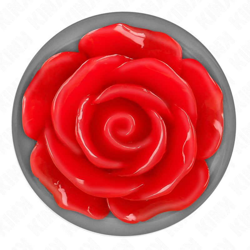 Applicazione di rosa rossa su un cerchio grigio.