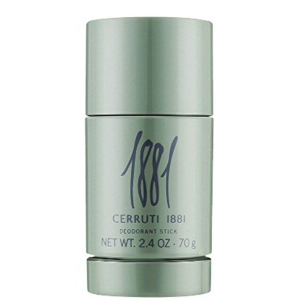Stick deodorante verde chiaro. Scritta: 1881, Cerruti 1881, Deodorant Stick, NET WT. 2.4 OZ - 70 g.