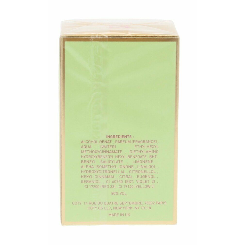 Retro di una scatola verde. Testo con ingredienti e informazioni del produttore.