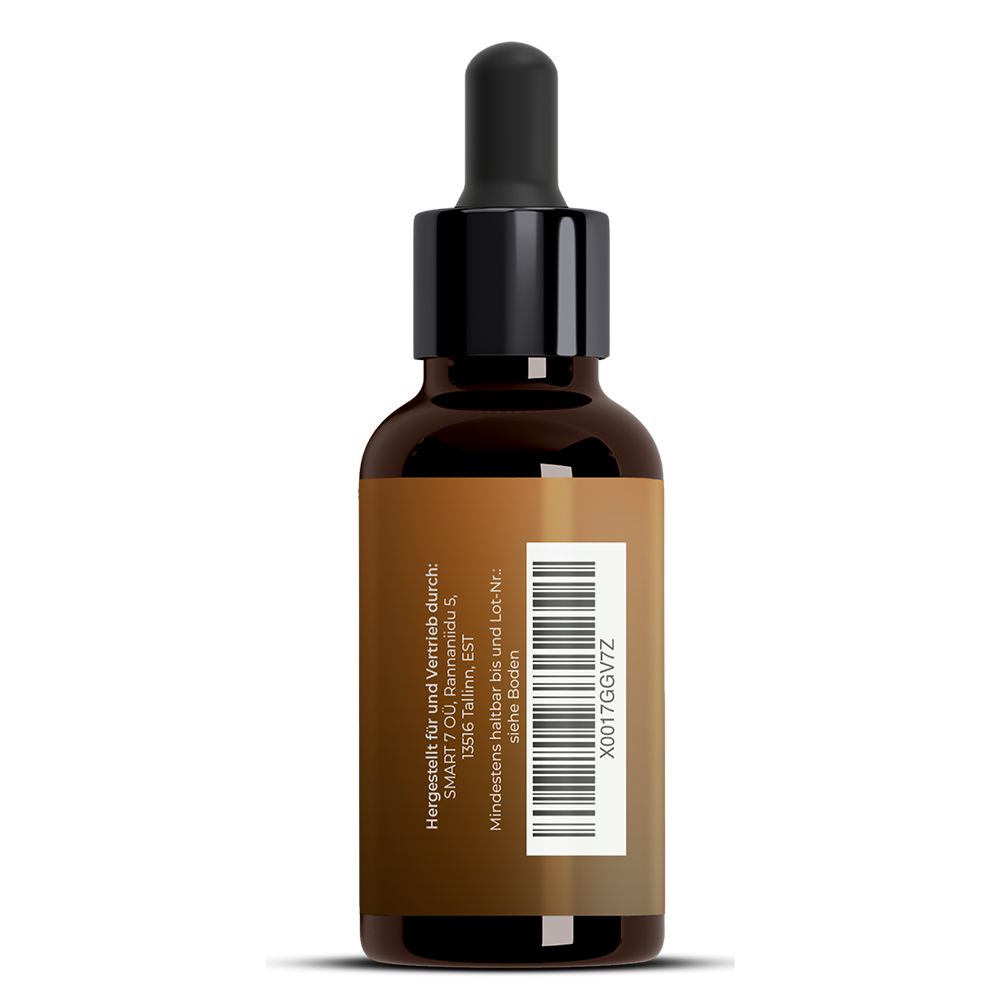 Lato di un flacone contagocce marrone con informazioni del produttore e codice a barre per ADEMA NATURAL WURMIDIN LIQUID.