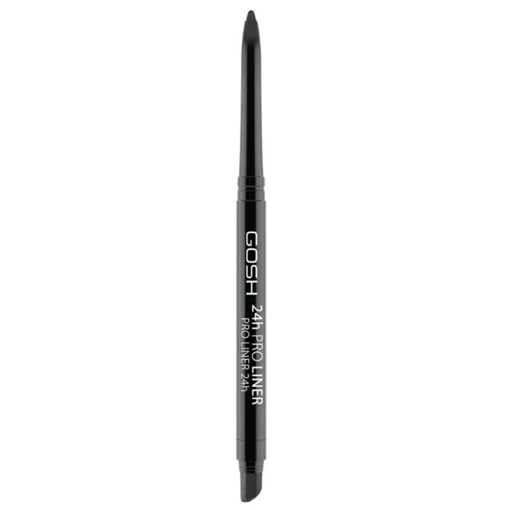 Eyeliner nero. Scritta: GOSH 24h Pro Liner. Mina nera, corpo nero.