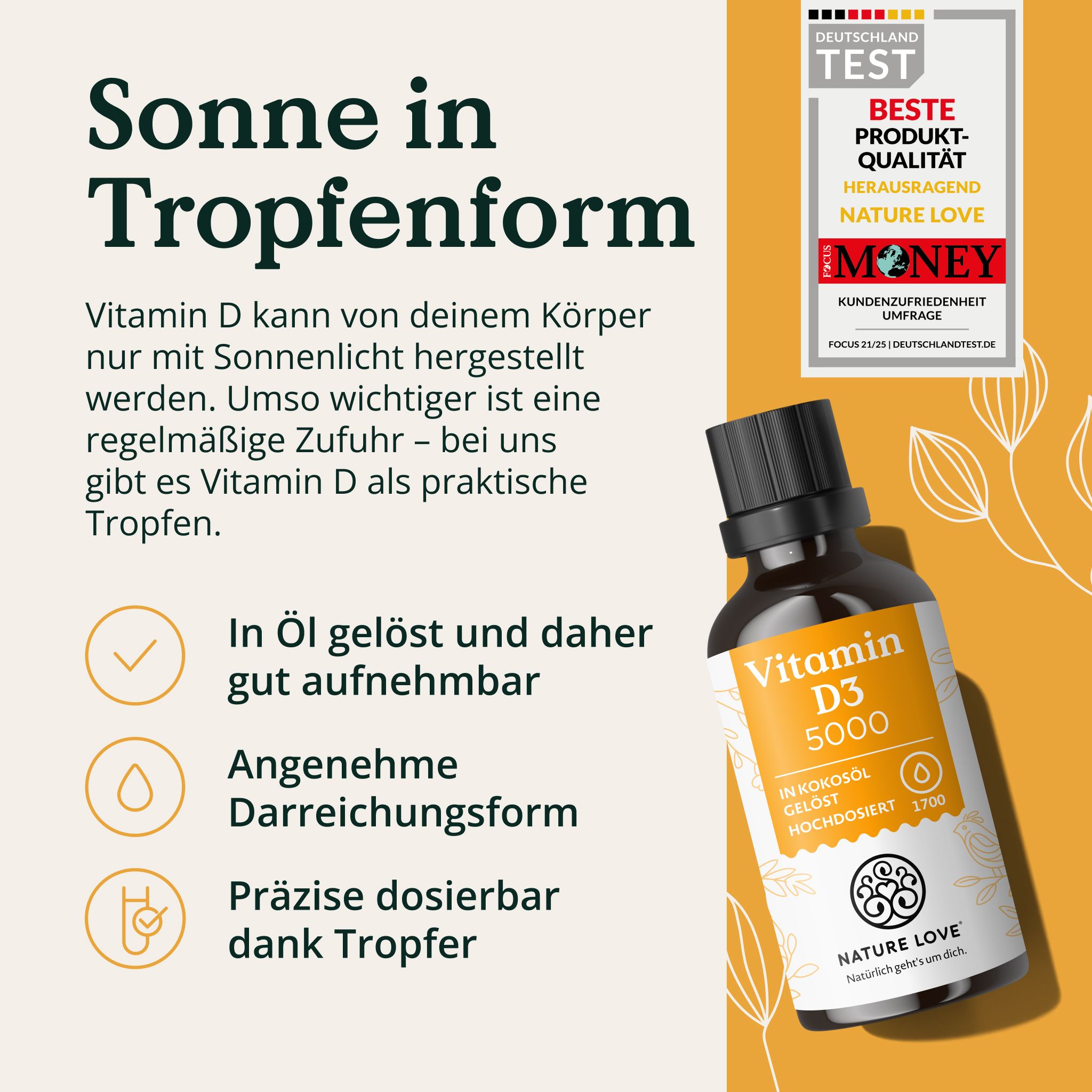 NATURE LOVE® Vitamina D3 5000 I.E.